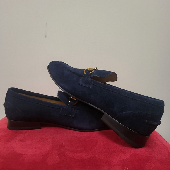 GUCCI Jordaan Horsebit Blue Suede Loafers.. - Picture 4 of 10